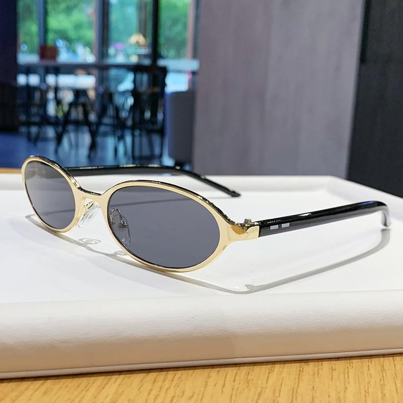 Uv400 Oval Sunglasses For Women With Metal Frame And Brown Lenses For Travel Parties