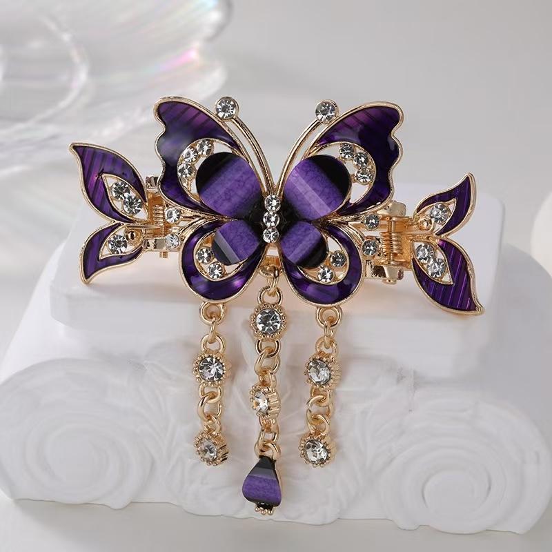 Fashion Crystal Butterfly Women's Hair Clip Colorful Rhinestone Elegant Kawaii Girl Tassels Hair Accessory Hair Clip Headband