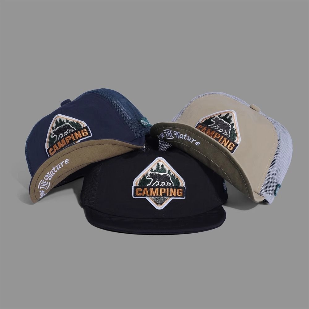 Fashion Retro Embroidered Baseball Cap Breathable Adjustable Sun Hat Short Brim Mesh Sports Hat Outdoor