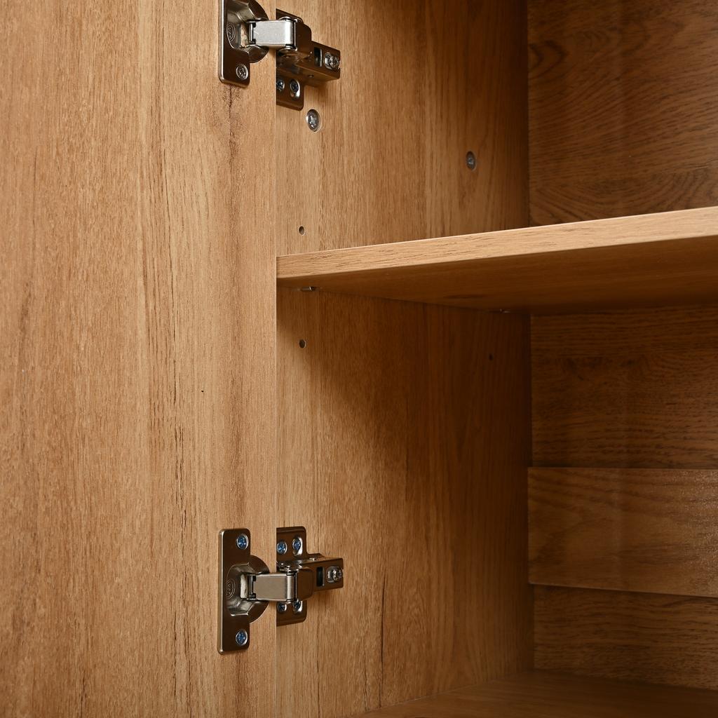 Compact Shoe Cabinet with Wardrobe, Mirror and Bench, LED Lighting with App Control, Hallway Wardrobe with Drawers and Flip-Down Shoe Compartment