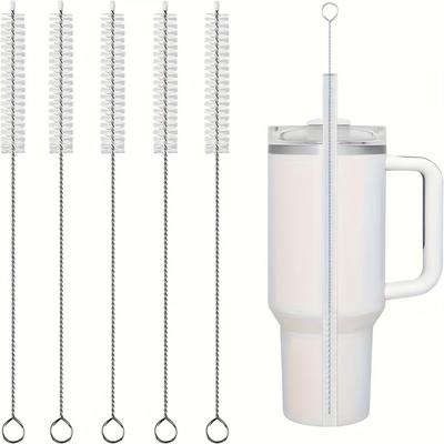 5 cepillos de limpieza de acero inoxidable, cepillos de limpieza reutilizables para utensilios de cocina: ¡ideales para limpiar vidrio, silicona, pajitas de metal y más!