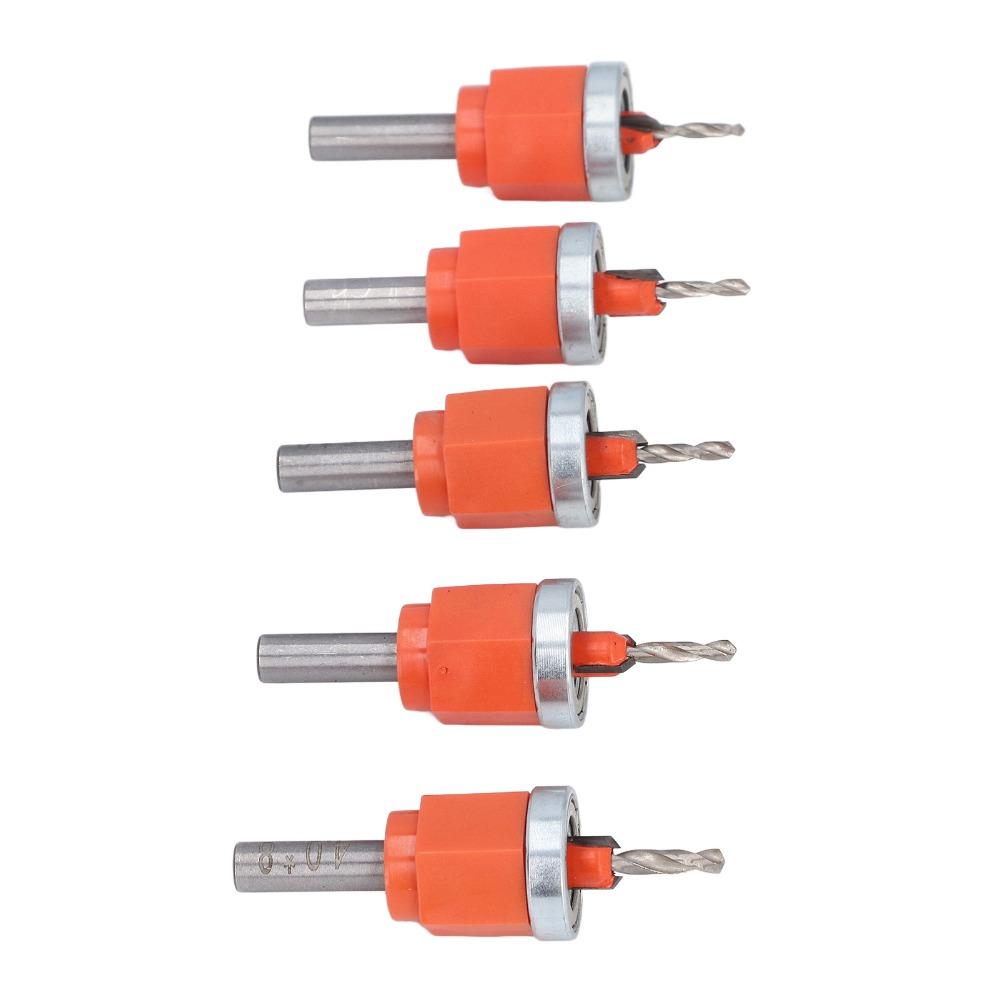 5pcs High Speed Steel Adjustable Depth Drill Bit Wood Countersink Bit Kit  Woodworking Drilling