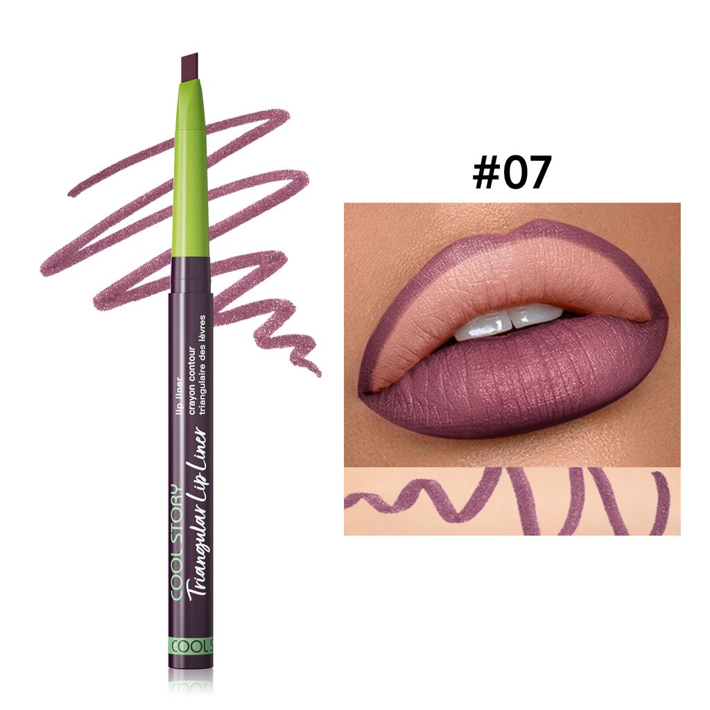 Triangular Oblique Lip Liner Matt Monochrome Semi-long-lasting Outline Velvet Not Easy To Take Off Makeup Lipstick Pen Lip Makeup