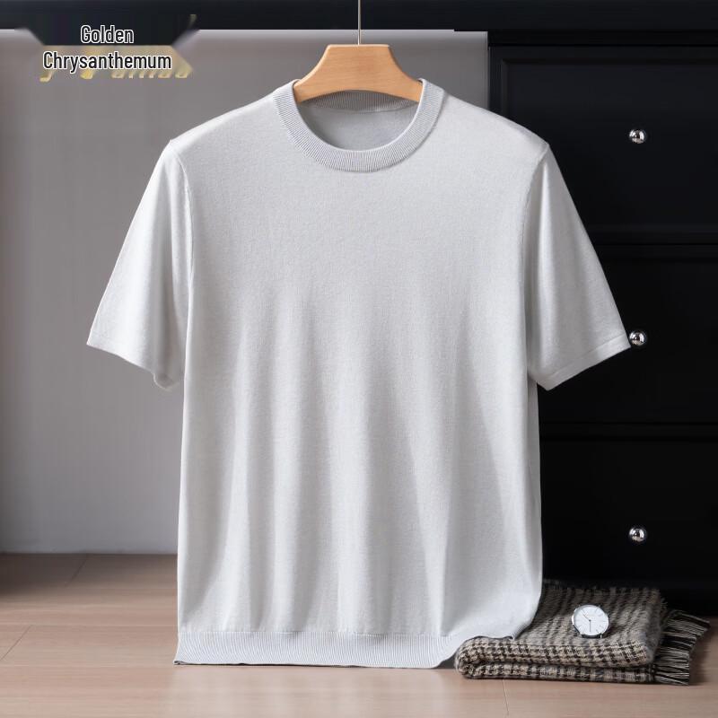 Jinjuan Men's Silk Cashmere Short Sleeve T-Shirt