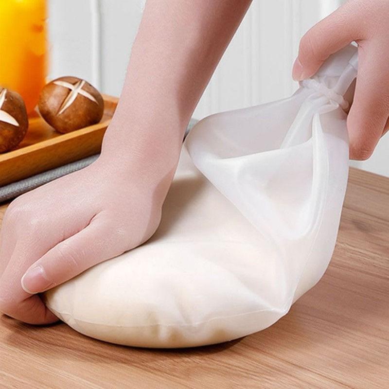 Silicone Kneading Bag: Food-Grade, Thickened, with Ties for Dough Rolling & Storage - Essential Kitchen Baking Tool
