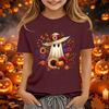 Kids Halloween Printed Short Sleeve T-Shirt Loose Fit Round Neck Casual Tee