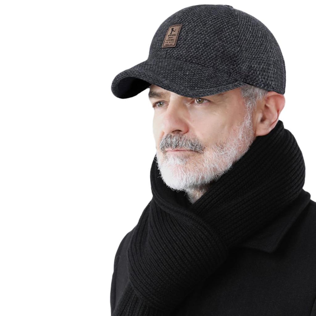 Clape Earflap Golf Winter Cold Work Hiking Cap Men's Hat, Hat, Cap, Warm, Weather, Cap, (C-GSDT1-Black)