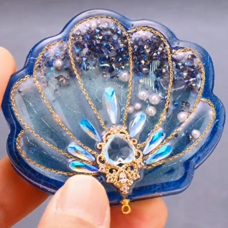 DIY Seashell Ornament Quicksand Silicone Epoxy Mold DIY Keychain Pendant Jewelry Crafting Mould for Valentine Love Gift