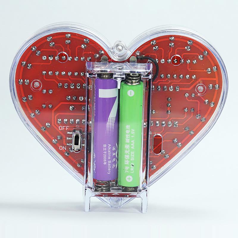 LED Světelný tok ve tvaru srdce DIY Elektronická sada s 32 barevnými LED světly DIY Sada pro pájecí praxi Napájená bateriemi