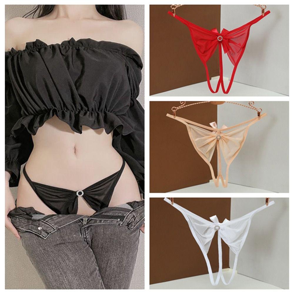 Open Crotch Thongs Mesh Womens Briefs Hollow Sexy Thongs for Women Naughty Sex  For Women