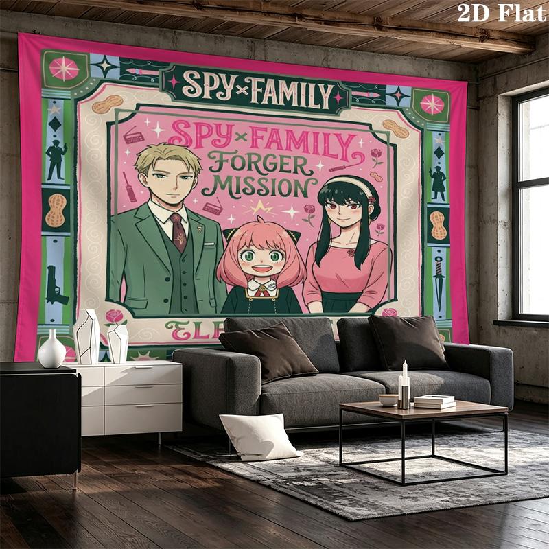 Spy Family Wall Tapestry Aesthetic Wall Hanging Printed Fabric Blanket Decorative Tapestries For Bedroom Living Room Home Decor