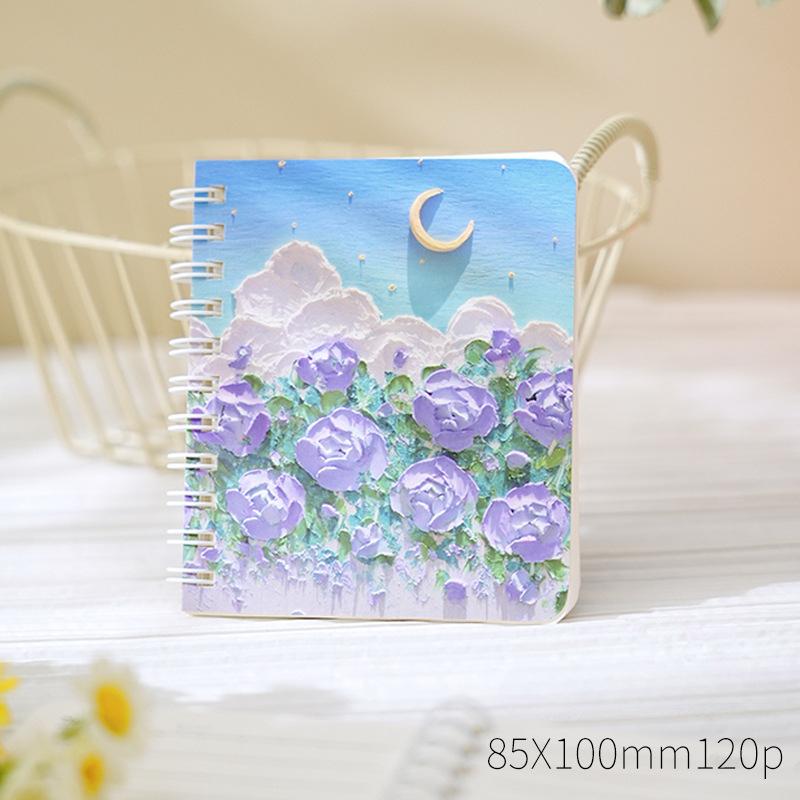 A7 Oil Painting Coil This Star Confused Notebook Elementary School Mini Pocket Notepad Blank Inner Page Memo Book
