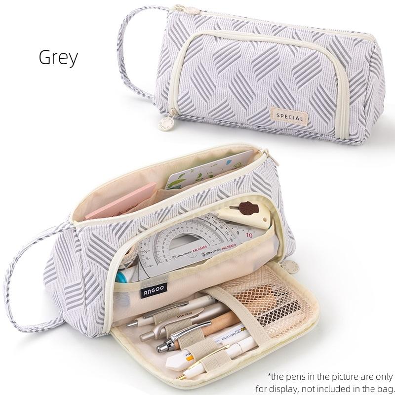 

Angoo простой полосатый пенал для ручек, сумка для хранения с открытой боковой ручкой, органайзер для канцелярских принадлежностей, школы