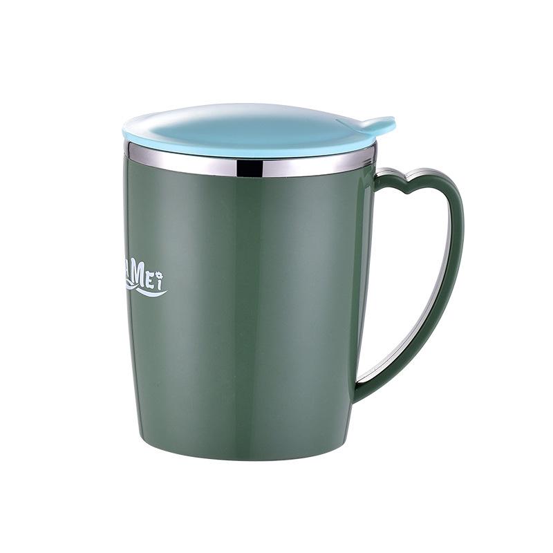 304 Stainless Steel Double-layer Insulation Water Cup for Children with Cover To Prevent Falling Creative Milk Mouth Cup
