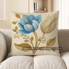 Home Decor Blue & Cream Floral Patterned Decorative Pillow Pattern Cushion Cover Suitable For Sofa Bedroom Car Pillow Cover