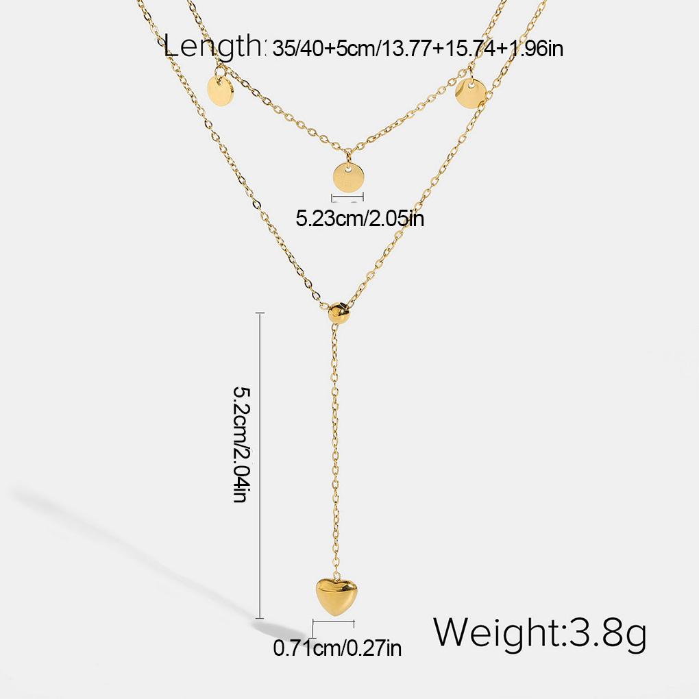 Women Necklace Double Layer Pendant Neck Chain Stainless Steel Choker Party Stylish Jewelry Engagement Decoration