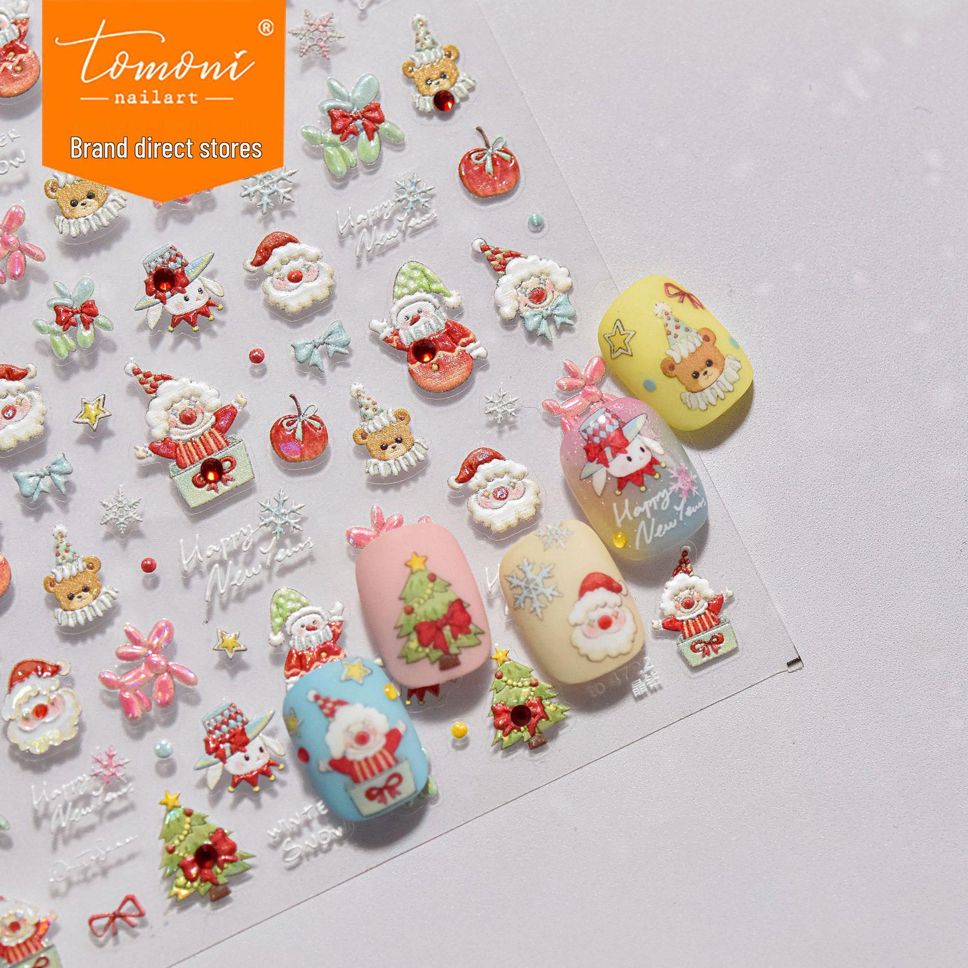 

Tomoni Crystal Diamond Nail & Phone Stickers: Retro & Christmas Clown Styles