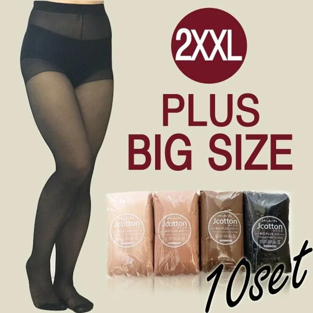 [J.Cotton] Чулки большого размера 2XXL Колготки Упаковка 10 шт. Black 10 sheets