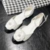 Luxury Brand Flower Designer Covered Toe Mary Jane Sandals Women Summer Fashion Hollow Low Heel Flats Soft Leather Women Shoes