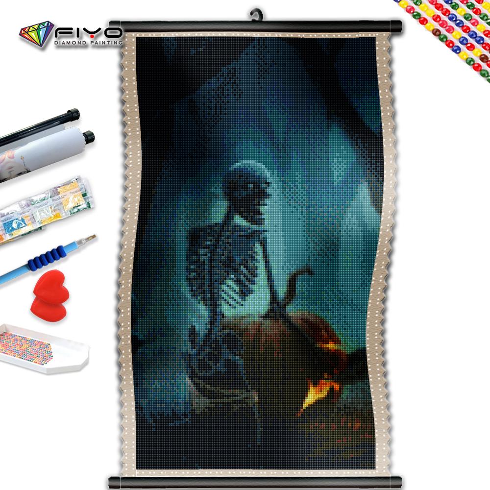 

5D DIY рамка Полный сверло Квадрат Бриллиант Живопись Тыква Череп Картина горный хрусталь Мозаика Хэллоуин Пейзаж Вышивка Домашний декор