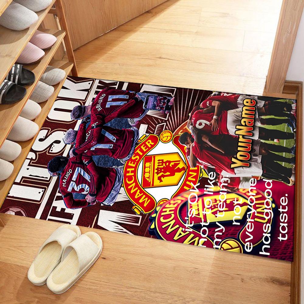 Manchester Customizable Name Carpet Perfect for Entryway Balcony Game Room Hallway Antislip Carpet Decorate Offices Birthday/Christmas Gift
