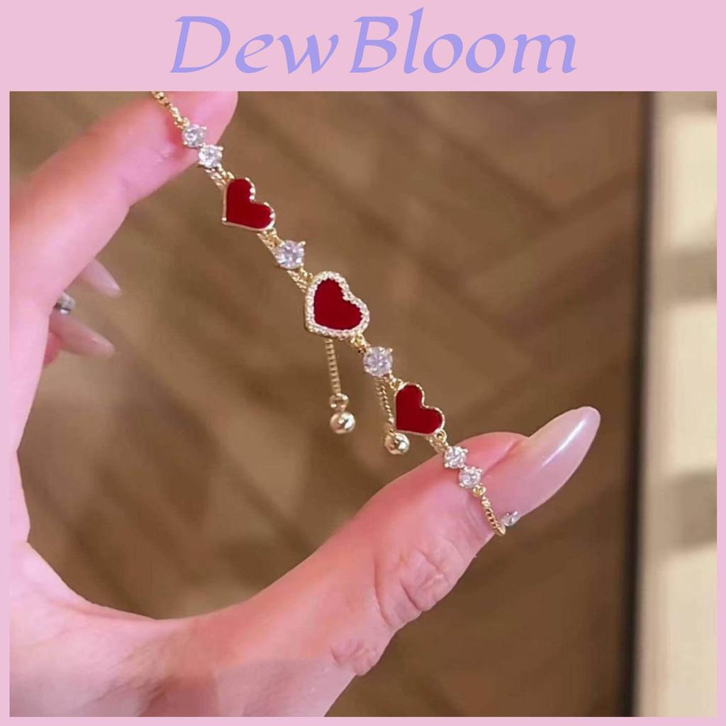 New Chinese Style Red Heart Bracelet For Women With Gold Copper Hand Jewelry For Gift Ideas