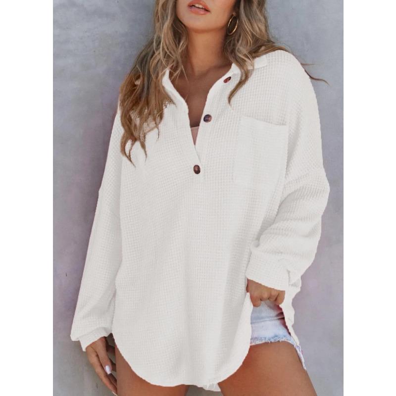 MGHR Women's Fashion Casual Autumn Winter POLO Neck Long Sleeve Blouses & Shirts