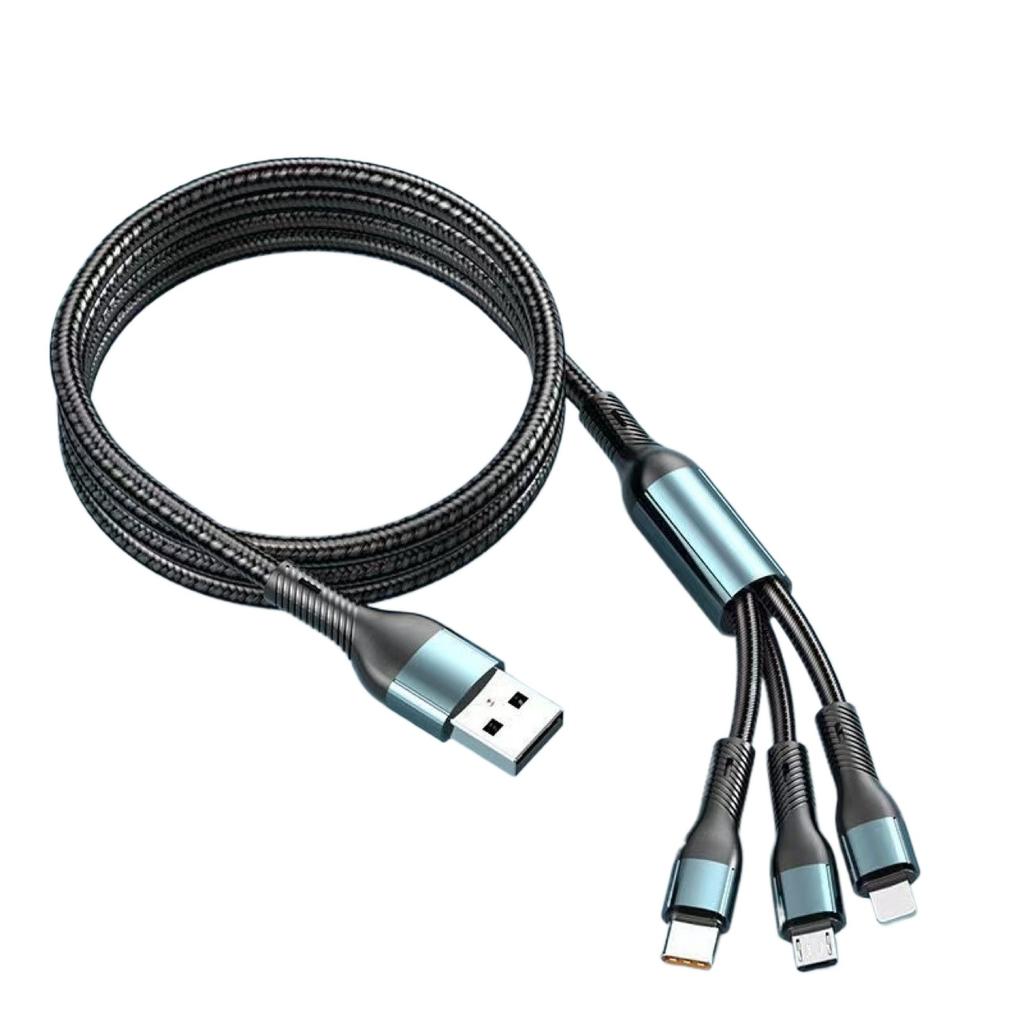 120W 6A 3 in 1 USB Type C Cable Fast Charge Phone Charger Data Cord For iPhone Samsung Xiaomi Huawei Quick Charge Micro USB Wire