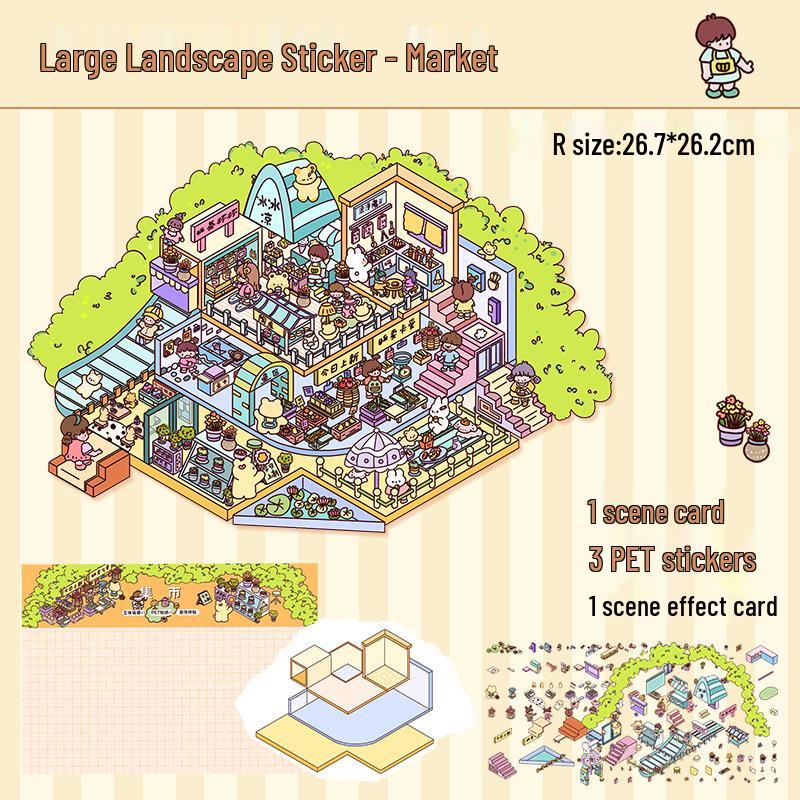 3D Miniature Scene Collage Stickers: Cute Decompression Handbook Stickers