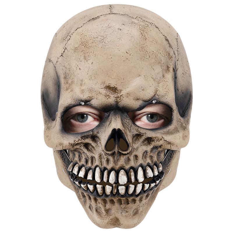 Halloween Mask, Latex Headgear with Movable Mouth, Skull, Glowing Mask for Bar Parties and Dances COS Role Play