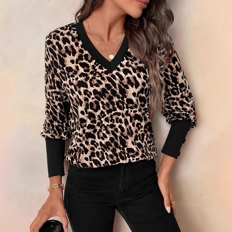 JPNTKY Women's Fashion Casual V-Neck Long Sleeve Blouses & Shirts