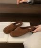 Suede Fake Split Toe Bag Head Half Slippers Women's 2025 Autumn and Winter New Versatile Soft Bottom Lazy One Pedal Velvet Cotton Mop
