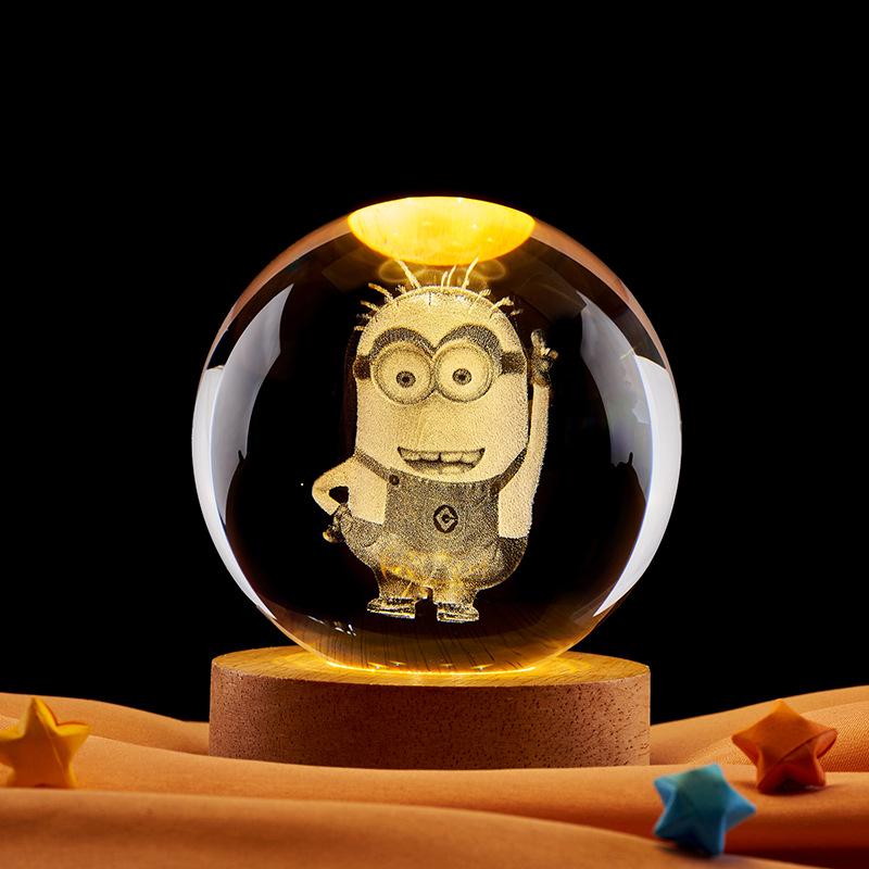 3D Cartoon Anime Crystal Ball Night Light - Creative Birthday Gift for Children
