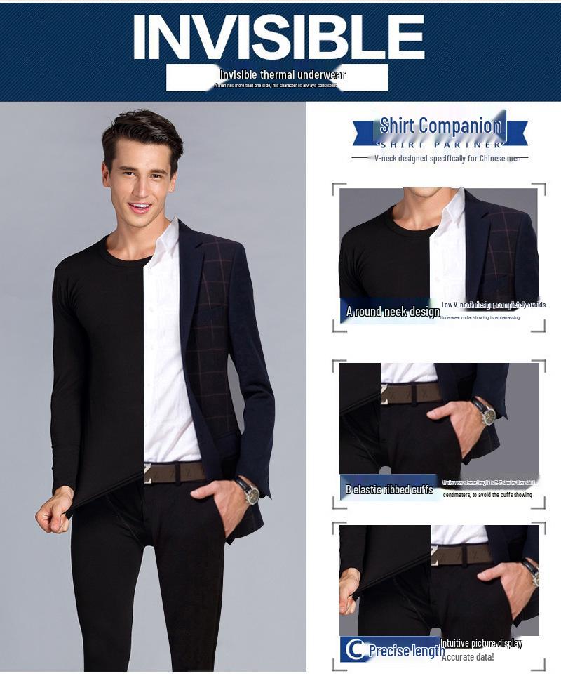 Unisex Herbst/Winter Warmes Unterwäsche-Set - Elastische Basisschicht mit Uni-Rundhalsdesign für Paare