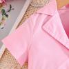Frühlings- und Herbstanzug für Mädchen, rosa Anzug + Hose, Geburtstags-/Gastgeber-/Auftrittskleid