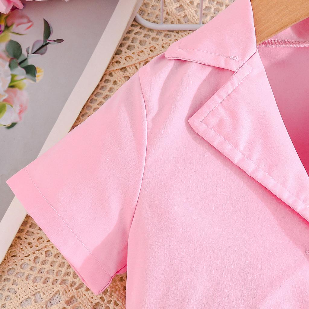Frühlings- und Herbstanzug für Mädchen, rosa Anzug + Hose, Geburtstags-/Gastgeber-/Auftrittskleid