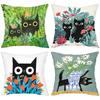 Black Cat And Floral Patterned Decorative Throw Pillows Polyester pillowcase, sofa decorative cushion cov Headboard Pillow
