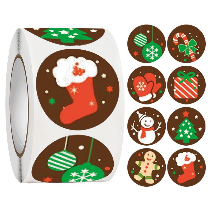 3.8cm Christmas Sticker Roll - Gift Box Sealing Labels for Holiday Decoration