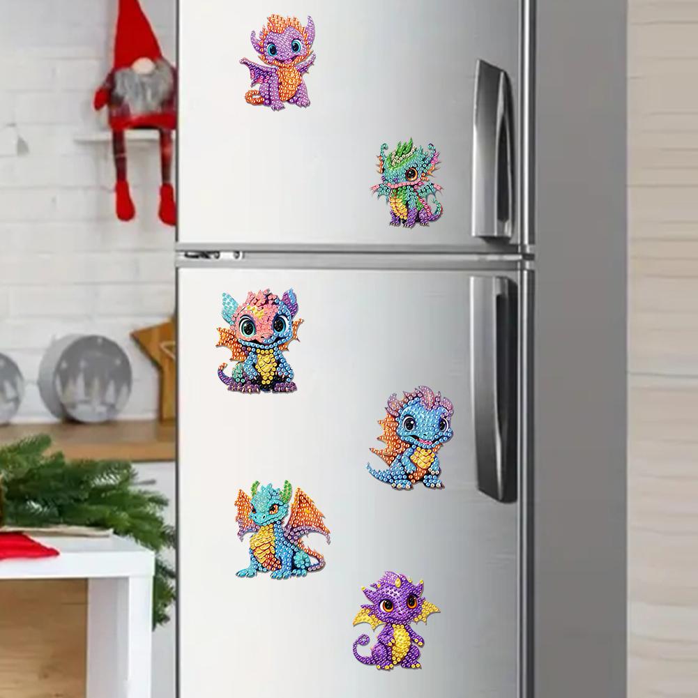 6pcs Acrylic DIY Refrigerator Diamond Art Magnets Magnetic Diamond Art Decor Crystal Art Craft for Adults Beginners Home Decors