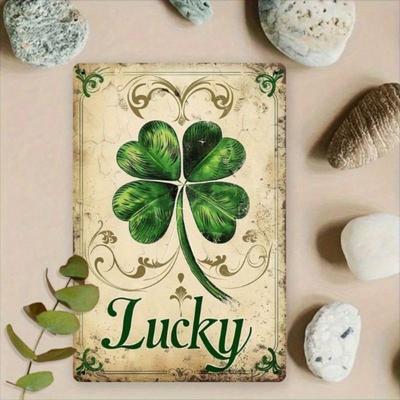 Metal Wall Art Vintage Four Leaf Clover Lucky Shamrock for Garage