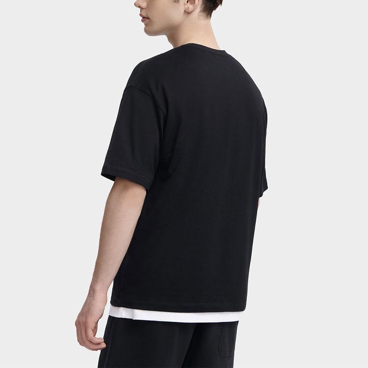 Fila American Series Solid Color Round Neck Casual Short Sleeve Drop Shoulder T-Shirt Unisex T-Shirts Black F11U329104FBK