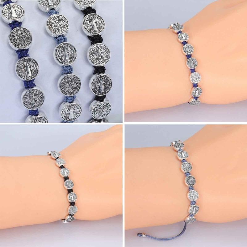 Lady Mary/saint Benedict Bracelet Handmade Weave Beads Bracelet Lucky Prayer Religious Bracelets for Men Women