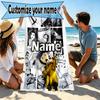 Custom Name Personalized Coraline Print Beach Towel, for Trip Camping Beach Party Home Decor, Birthday Gift for Family & Friends