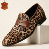 Nowe Europejskie Rozmiary Typ Podeszwy Męskie Skórzane Buty Druk Leopardzi Duże Rozmiary Ręcznie Robione Męskie Buty