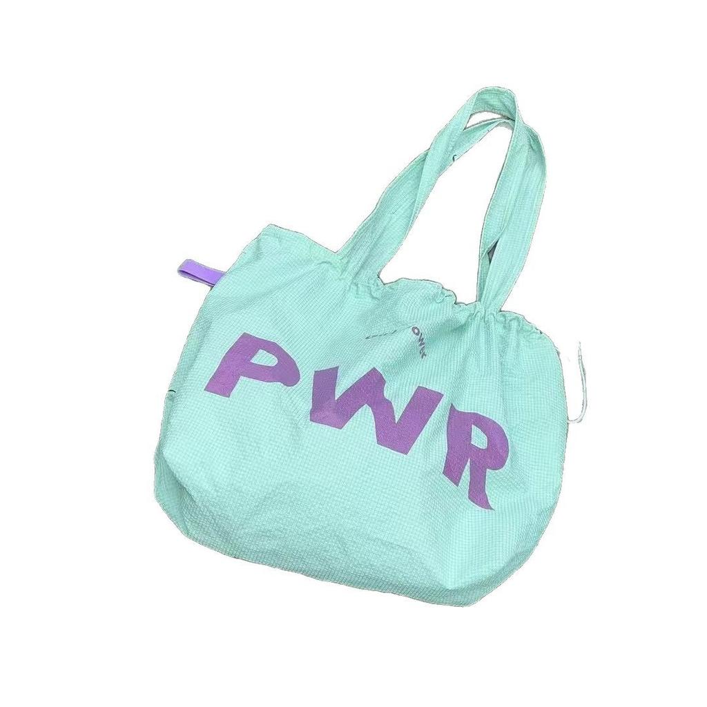 Lazy wind bag women's drawstring large capacity portable shoulder bag letter out shopping bag tote bag