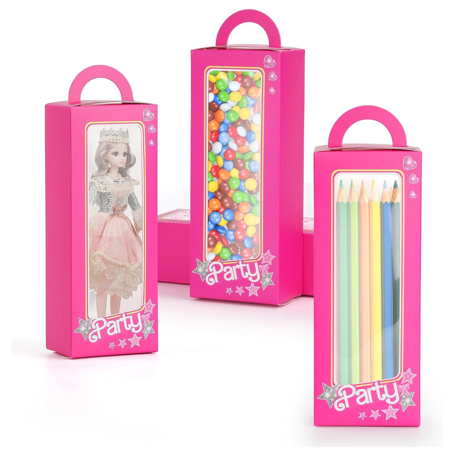 12 Pezzi Scatole Regalo Rosa per Feste di Bambine Scatole Regalo Bambola Rosa Decorazione Festa di Compleanno Addio al Nubil Scatole Caramelle cm