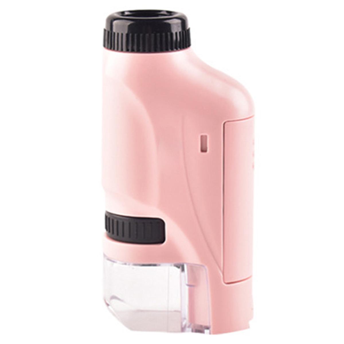 

Набір ручного мікроскопа 60-120x кишеньковий мікроскоп Портативний мікроскоп на батарейках зі світлодіодним підсвічуванням рожевий