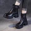 Small thick-soled Martin boots for women's autumn and winter new versatile Chelsea boots British soft leather locomotive short boots for women