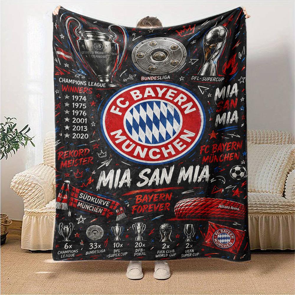 Bayern Munich Emblem Blanket Soft Warm Cozy Suitable for Office Bedding Couch Four Seasons Universal Playful Design Gift for Travel Home Birthdays
