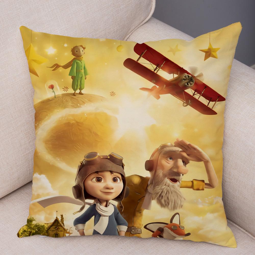 Little Prince Cushion Cover Decor France Anime Cartoon Print Pillow Case for Sofa Home Children Room Soft Plush Throw Pillowcase